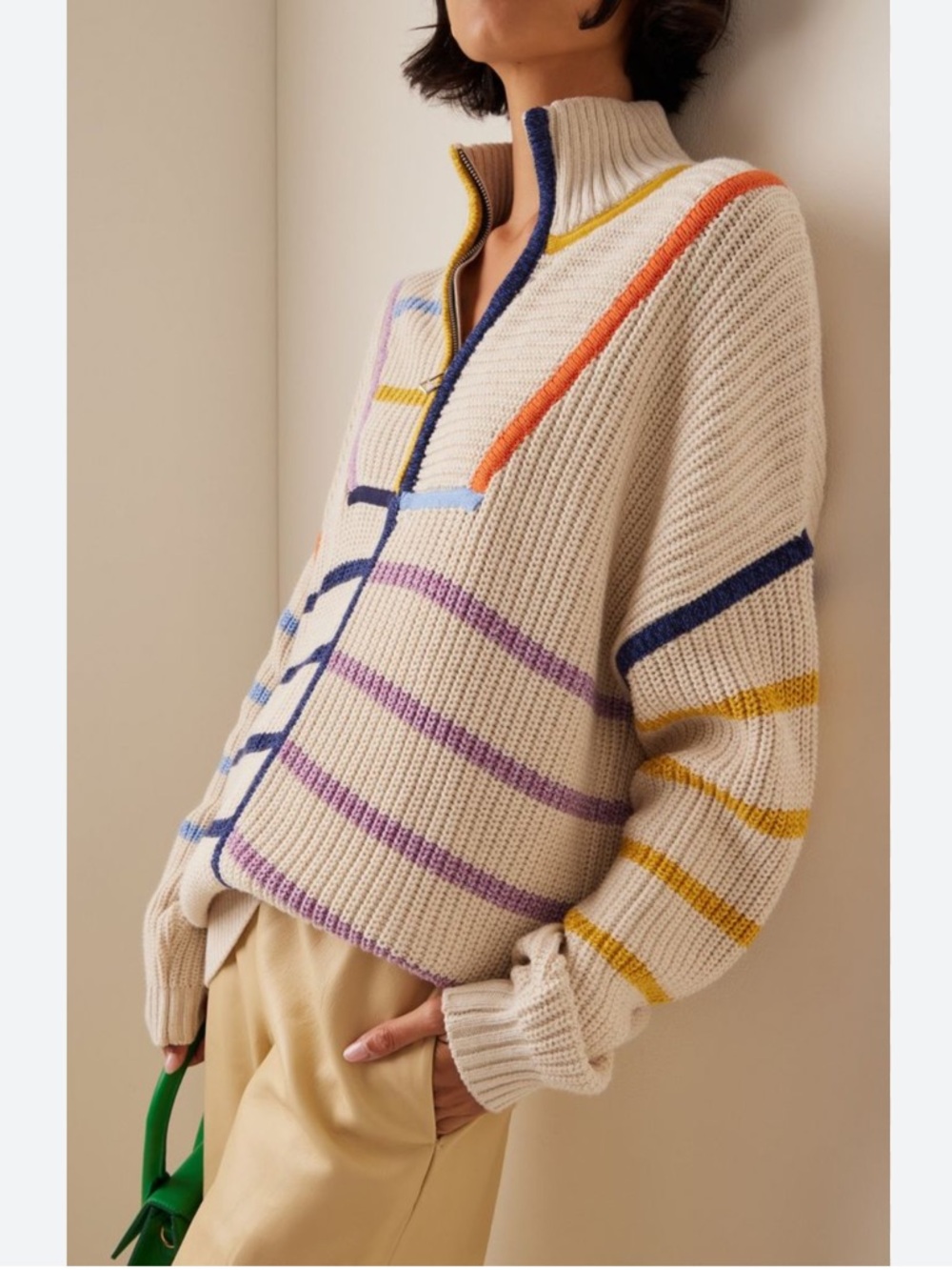 STAUD Hampton half zip sweater size L